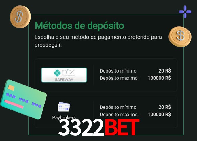 O cassino 3322Bet oferece uma grande variedade de métodos de pagamento